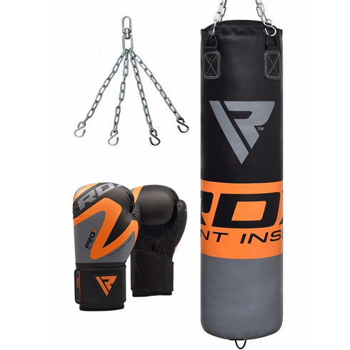 RDX F12 FILLED ORANGE PUNCH BAG & GLOVES-1